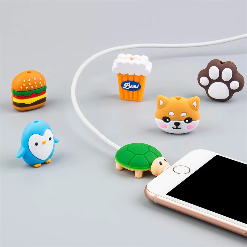 Cartoon Cable Protector Cute Charger Protector Cable Winder Organizer Data Line Protective Cover For