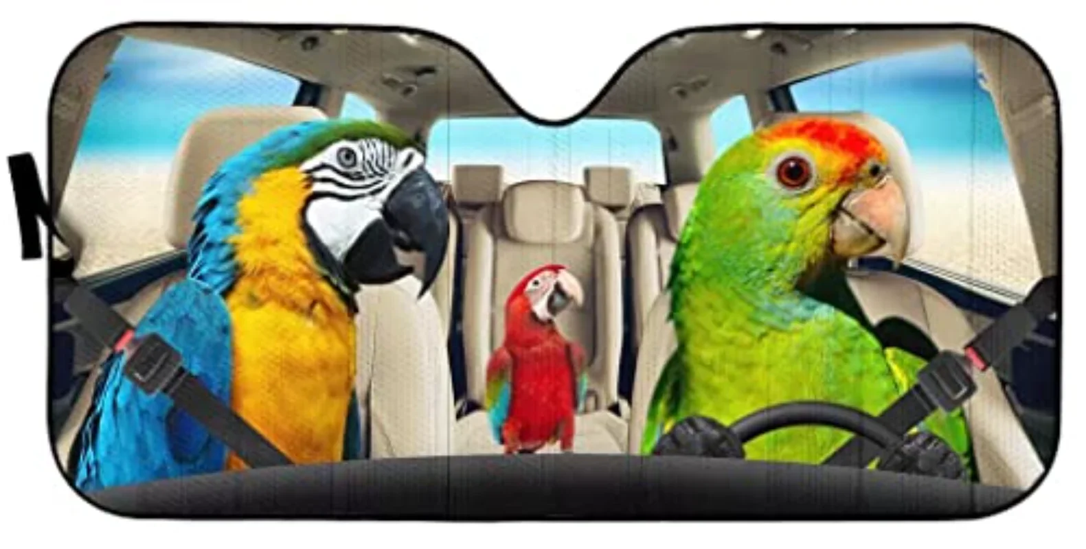 Windshield Car Sunshade Cute Parrot Family Windshield Sun Shade Window Covers for Funny Animal Folding Block UV Rays Sun Visor P