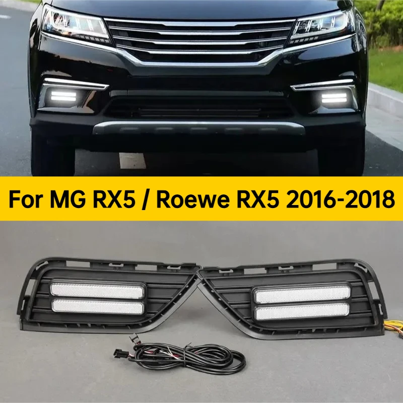 Для MG RX5 / Roewe RX5 2016 2017 2018 годов выпуска: светодиодные дневные ходовые огни (DRL) с функцией динамического поворотника, 12В, аксессуары для дневных огней.
