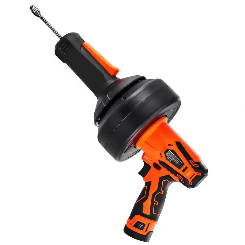 12V Electric Drain Auger, 25FT Cordless Plumbing Snake Auto Feed, Pipeline Snake Drain Clog Remover with Power Drill for 3/4"-2" Pipes, 2.0Ah Battery and Charger Included