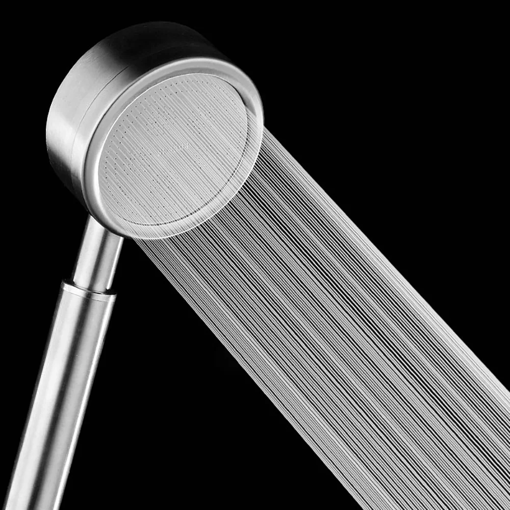 

High Pressure Hand Held Shower Head 304 Stainless Steel Brushed Round ECO Single Functions PP Filter Faucet Accessory Bathroom
