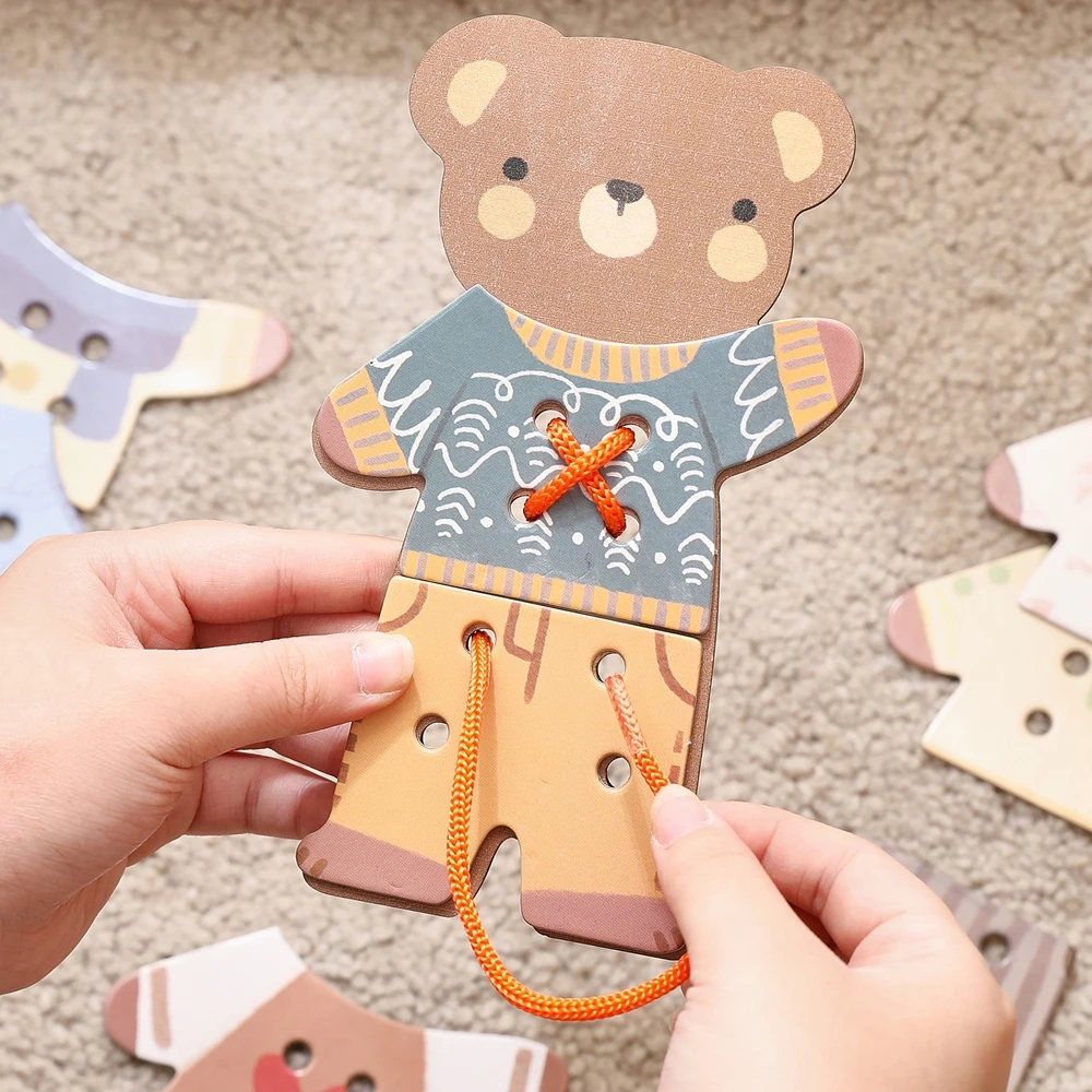 Giocattoli per infilare in legno Giocattoli educativi per la prima infanzia per bambini Giocattolo per lo sviluppo delle abilità motorie fini con dita del bambino Giocattolo Montessori Regalo per bambini