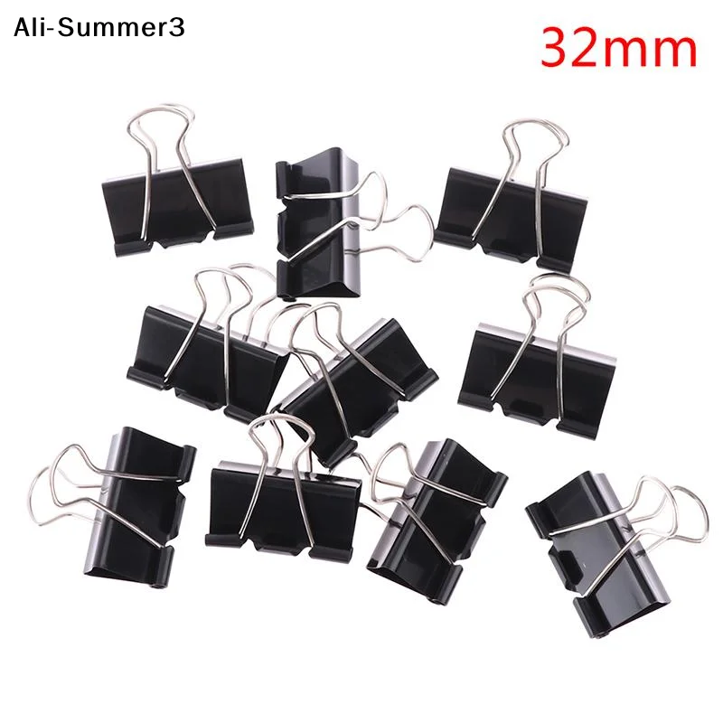 

【S3】10Pcs 2026 New Black Metal Binder Clips Notes Letter Paper Clip Binding Securing clip Office Students Stationery Supplies