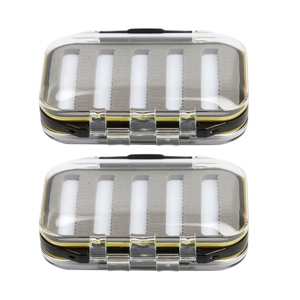 

2pcs Fly Box Waterproof High Density Double Sided Transparent Slit Fly Fishing Non Slip Secure Double Locking System