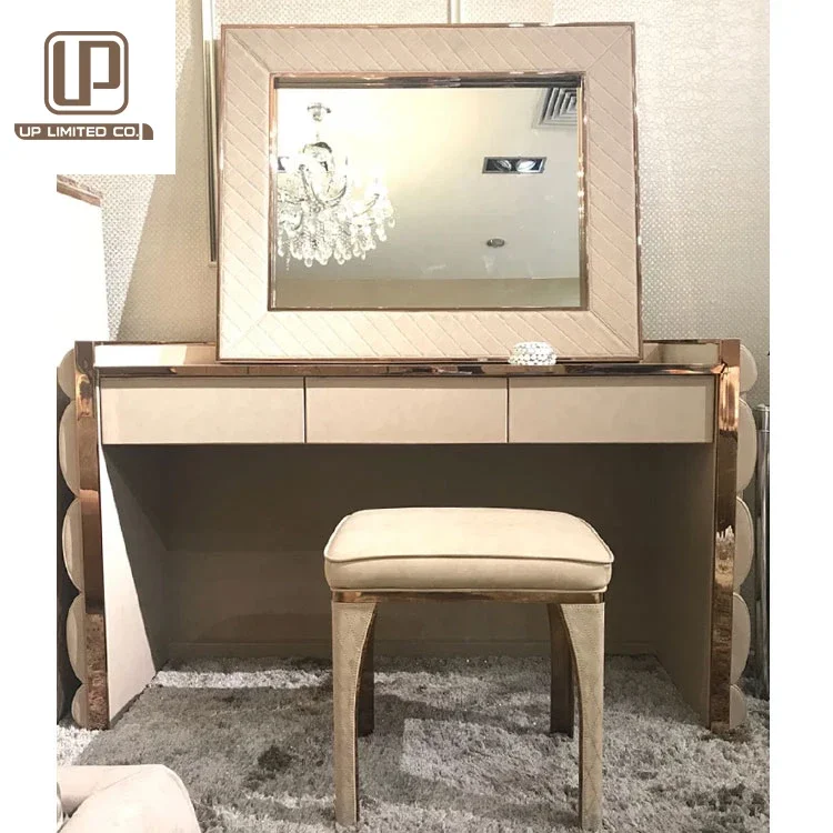 Latest Modern Design Bedroom Furniture Dressing MakeupTable Set Bedroom Vanity Dresser With Mirror and Stool