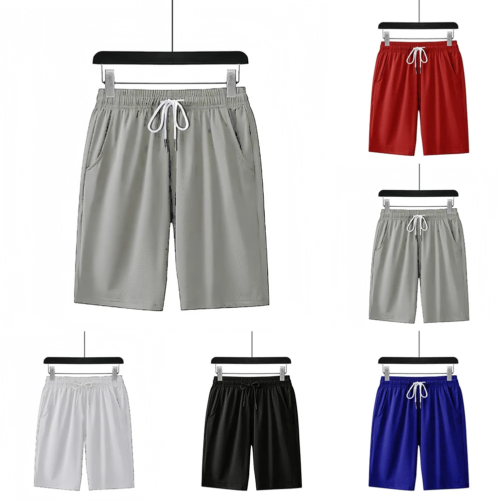 Pantalones informales de verano, pantalones cortos con agujeros de malla, tela transpirable, ropa cómoda hasta la rodilla, pantalones cortos informales de secado rápido