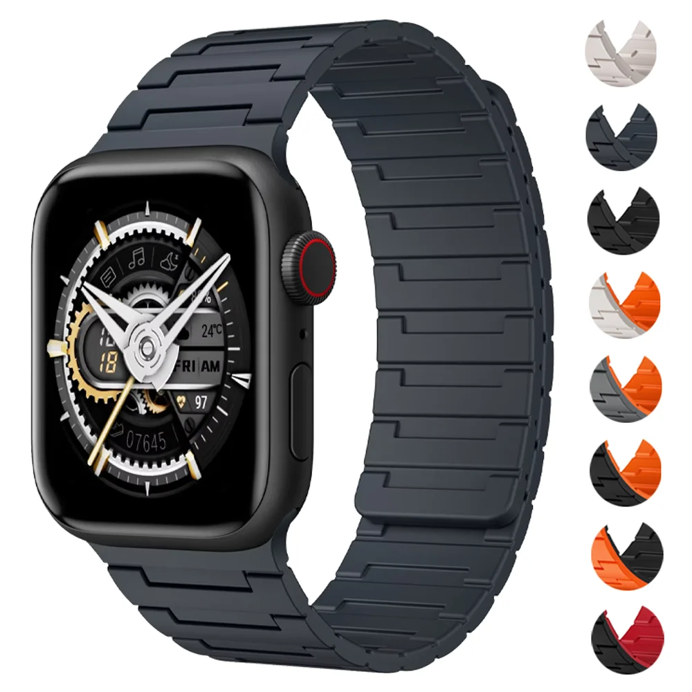 

Магнитный силиконовый ремешок для Apple Watch Ultra 3 2 49 мм, ремешок для iWatch 11 10 46 мм 42 мм 9 8 7 6 5 4 38 41 40 мм 44 мм 45 мм браслет