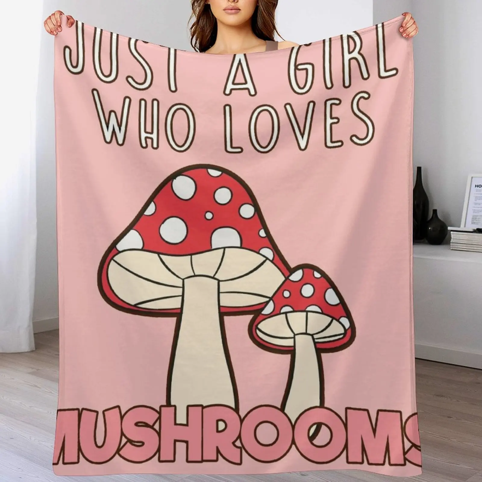 

Just A Girl Who Loves Mushrooms. Throw Blanket Cozy Sofa Blanket for TV Watching Napping