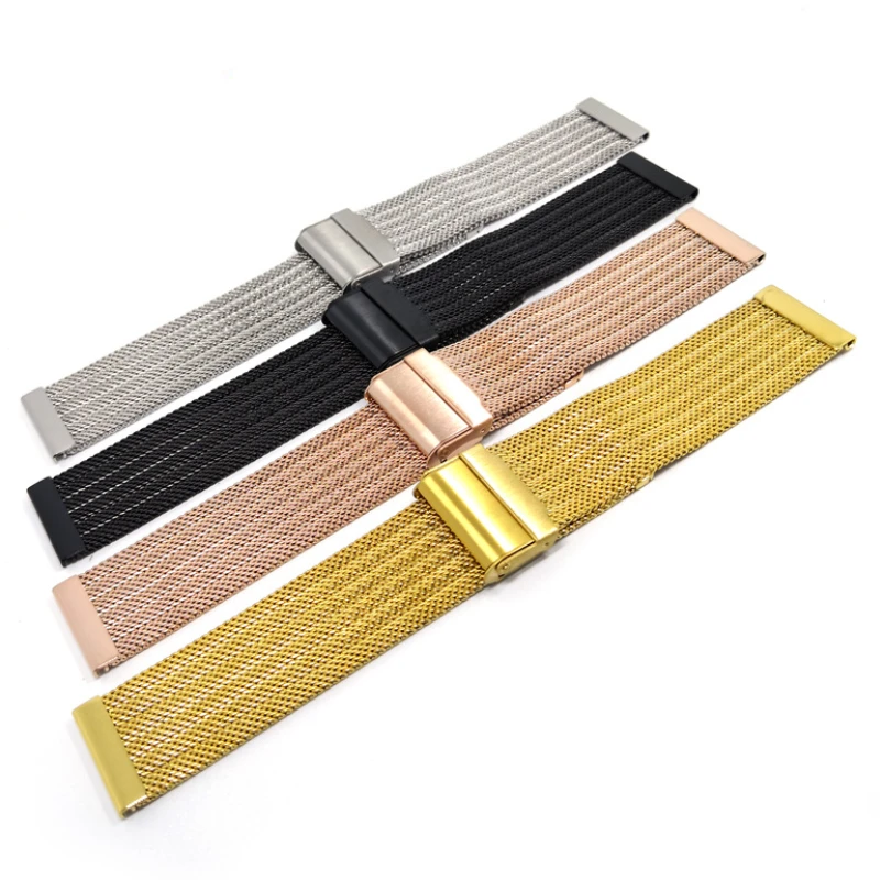 Сетчатый ремешок для часов «Миланская петля», браслет из нержавеющей стали для Samsung Galaxy, Huawei GT, DW, 18 мм 20 мм 22 мм 24 мм
