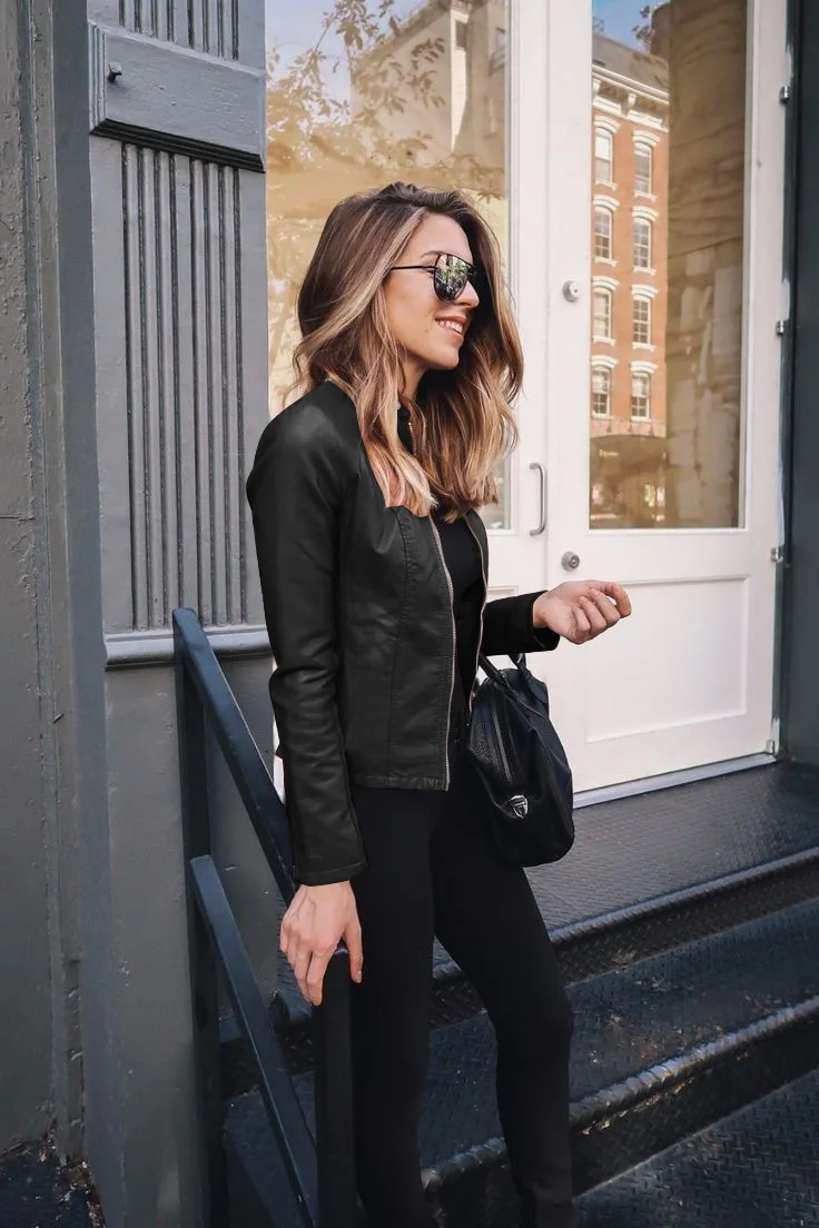 Autumn and Winter Women's Large Size Leather Jacket Fashionable Solid Color Slim Street Elegant Versatile Top PU Suit Jacket
