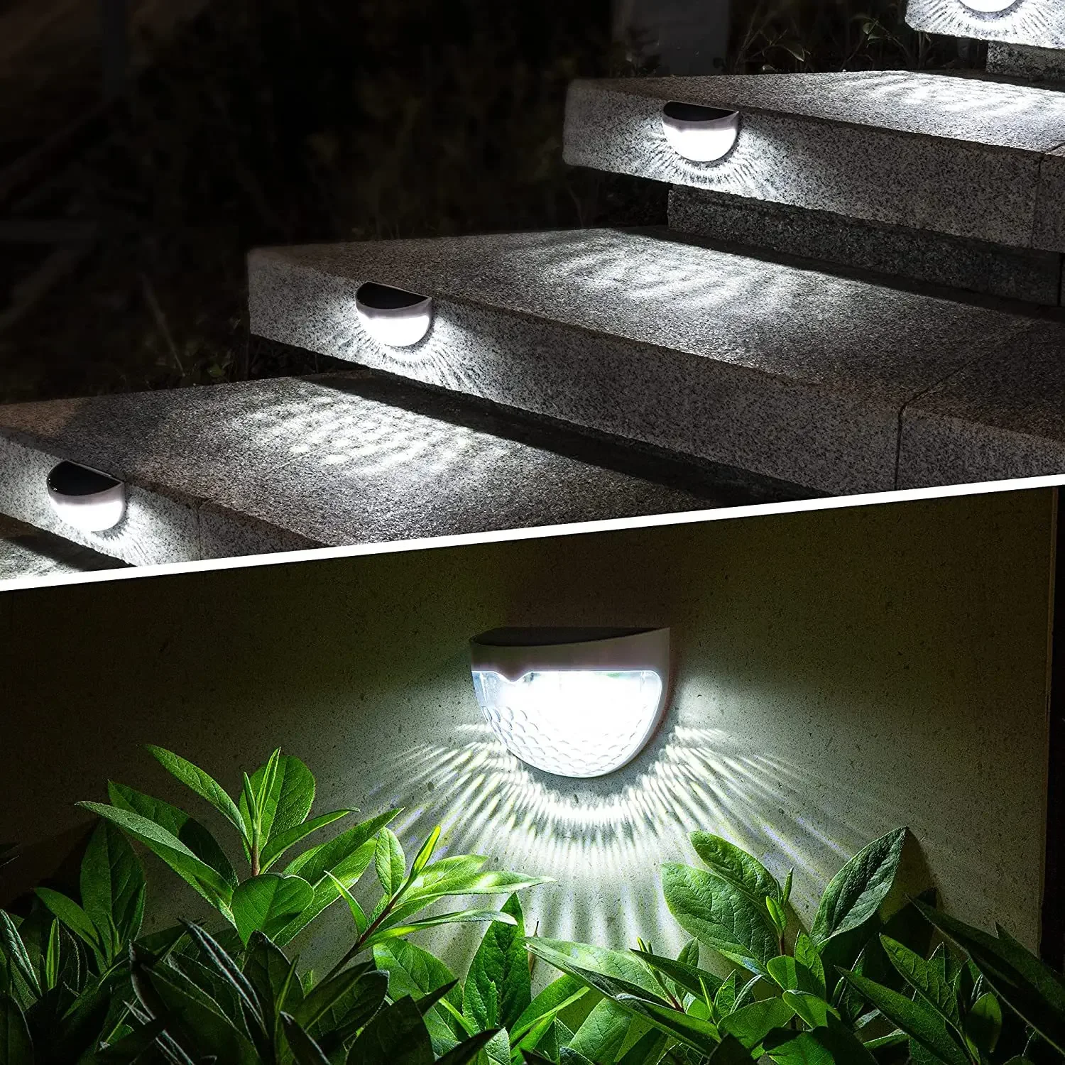 2/4/6PCS LED Solar Fence Light Outdoor Waterproof Solar Wall Lamp for Garden Stairs Step Fence Path Christmas Holiday Decoration