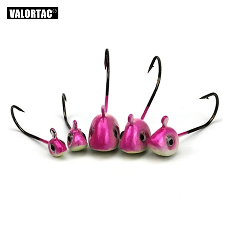 finesse jighead fishing hook,peach pink color ceramic paint , high carbon steel hook for soft plastic fishing lure