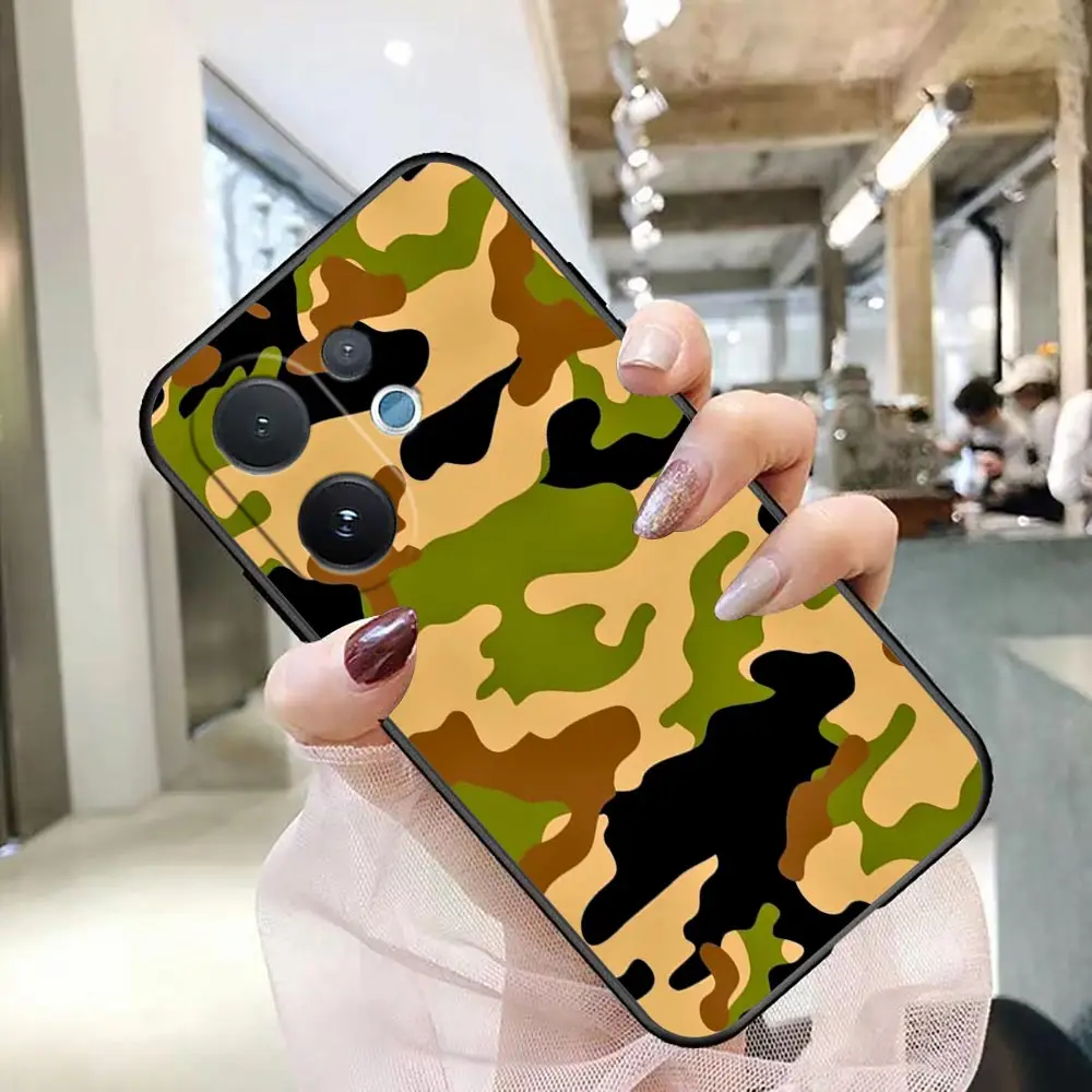 Phone Case For VIVO V70 V60 V50 V40 V20 V21 V23 V23E V25 V25E V27 V27E V29 V29E V30 TPU Case Cover Blue Green Orange Camouflage