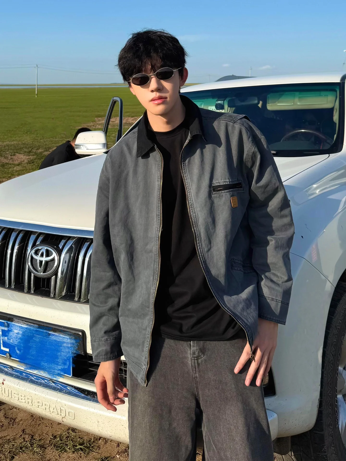 

Harringtion Men's ort Canvas Jaet Retro Detroit Waed Baseball Sle Outerwear Spring Autumn Youth Faion Workwear