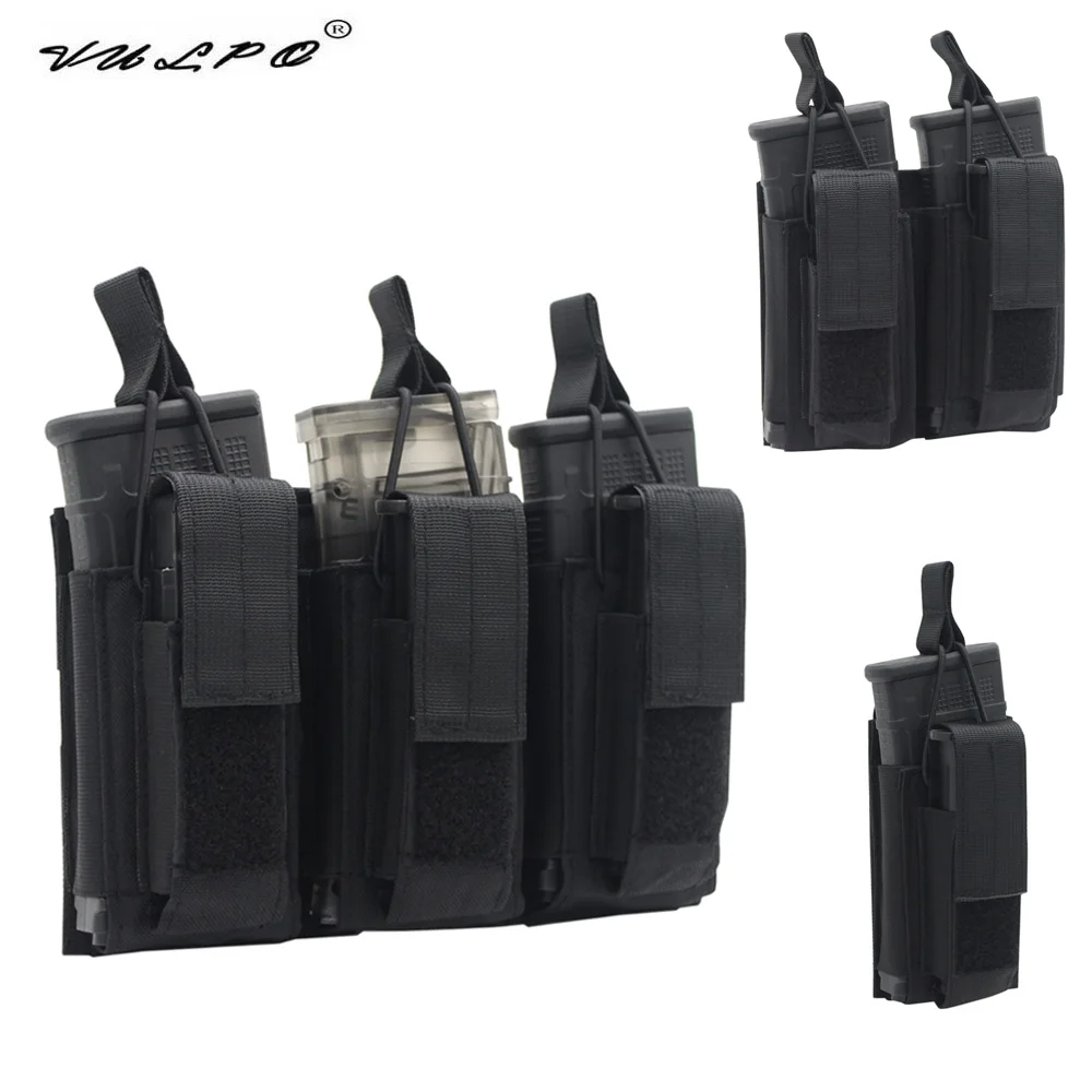 VULPO Tactical 9MM 5.56 Molle Magazine Pouch Single/Double/Triple Rifle Pistol Mag Pouch 2-Layer Cartridge Holder for M4 M16