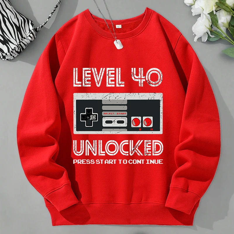 Level 40 Pattern Printing Sportswear Male Autumn Warm Fleece Pullovers Casual Simple Sweatshirts Street Fashion Clothing Men'S