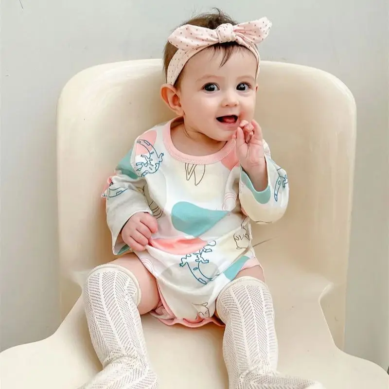 Lente Zomer Zacht Katoenen Baby Bodysuits Lange Mouw Pasgeboren Kleding Set Kerst Meisjes Jongens Print Cartoon Baby Jumpsuit