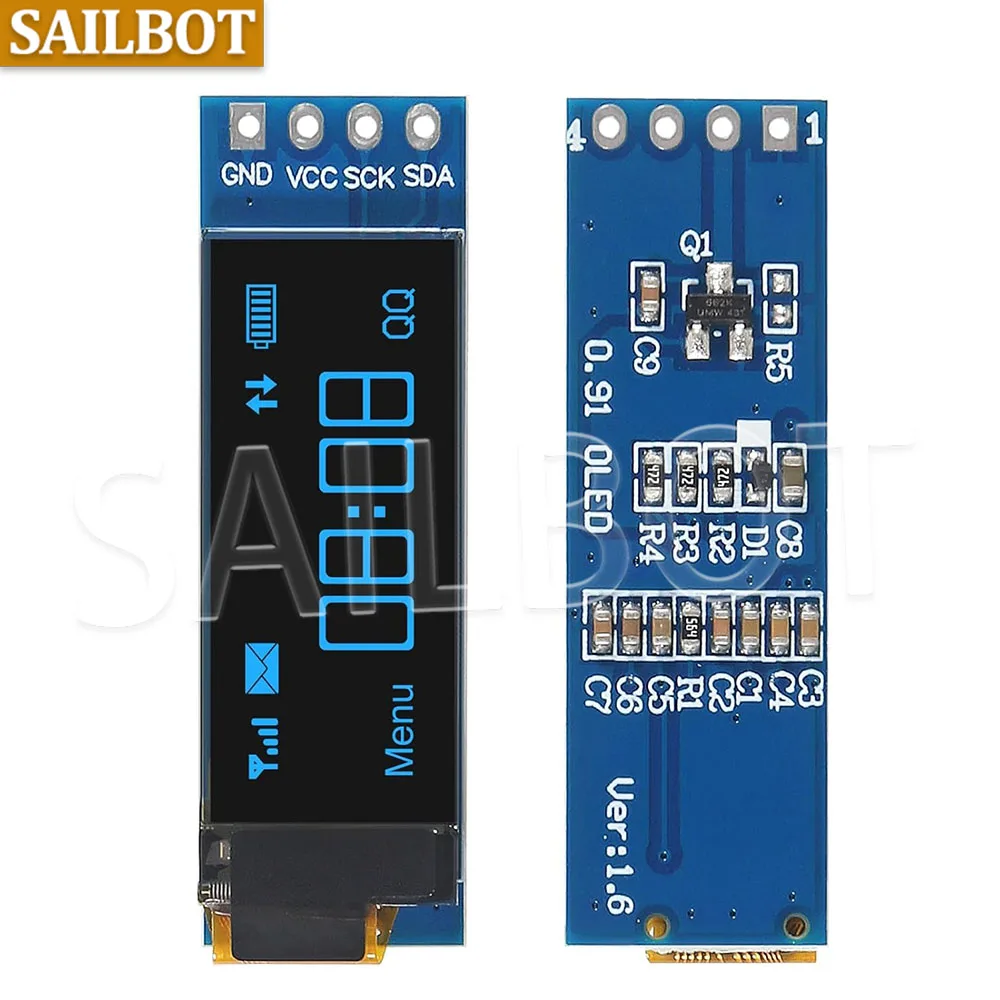 1-10 Uds. Módulo OLED de 0,91 pulgadas 0,91 "blanco/azul OLED 128X32 OLED LCD módulo de pantalla LED 0,91" IIC comunicación