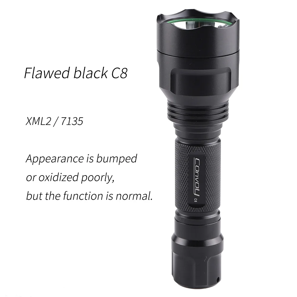 Flawed black Convoy C8 XML2 18650 flashlight