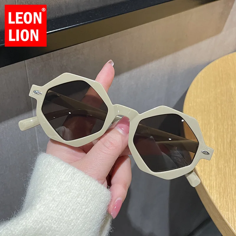 LeonLionPolygon Sunglasses Women Hip Hop retro style Glasses Men Luxury Brand Design Eyeglasses UV400 2024 Oculos De Sol