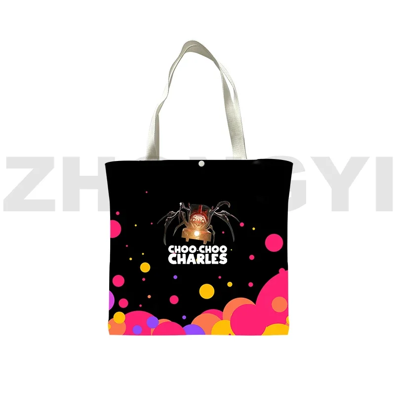 Hot 3D Choo-Choo Charles Foldable Shopping Bags for Groceries Merch Tote Bag Korean Style Canva Bag Travel Shoulder Bag Handbags