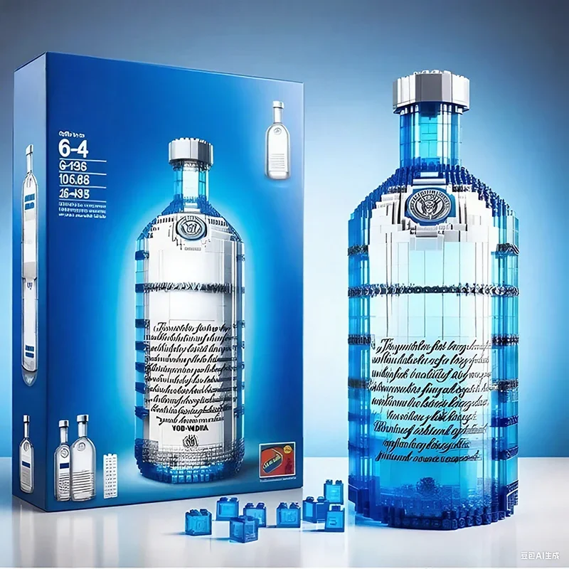 Creatieve whiskyfles bouwstenen, 3D-puzzel DIY-modelsets voor volwassenen, thuisbardecoratie, 11 stijlen beschikbaar