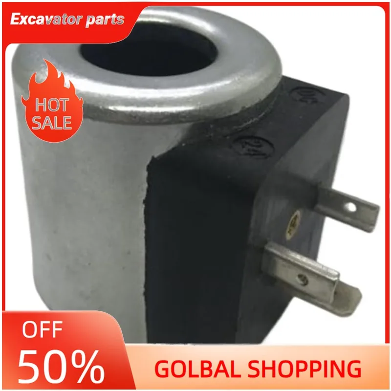 

1pc hydraulic solenoid coil inner hole 18mm height 40mm DC24V DC12V excavator coil(DC24V)