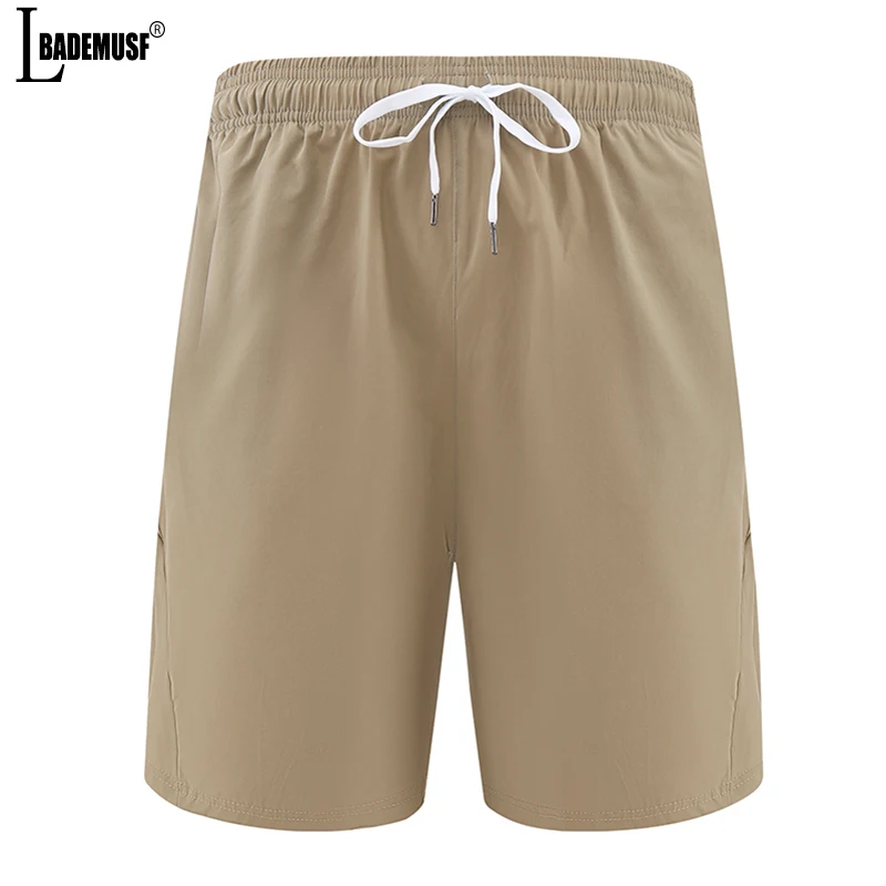 Men Summer New Solid Color Fashion Casual Shorts Comfort Simplicity Breathable Elastic Side Pockets Elastic Waist Short Men