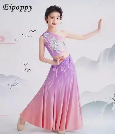 ชุดใส่ออกกำลังกายสำหรับเด็กผู้หญิงชุดสำหรับการแสดงเต้นรำชุดสอบศิลปะ