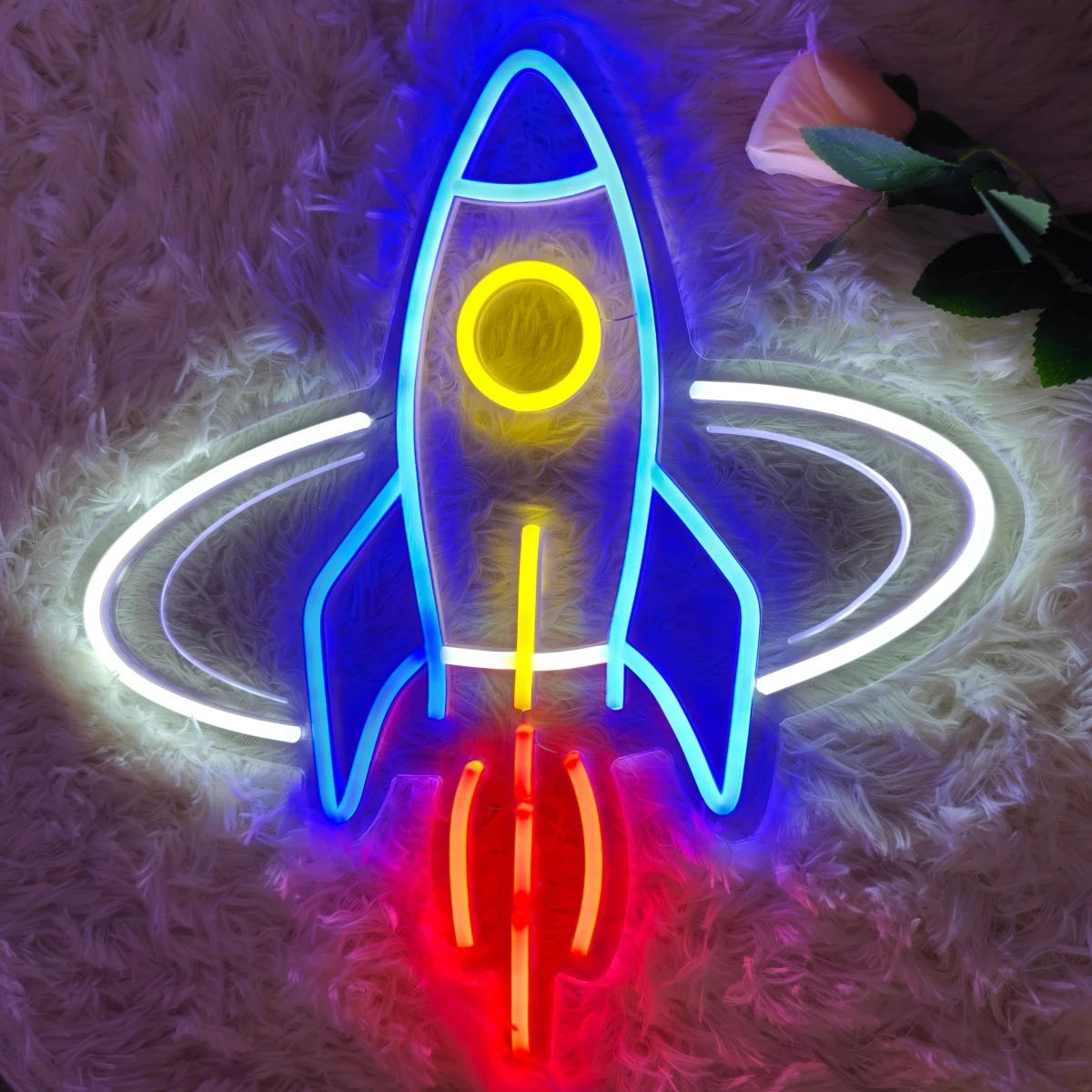 Rocket Neon Sign, USB Powered, Suitable for Rooms/Bar/Party Wall Decor, for Birthday/Easter/Valentine's Day/Anniversary Presents