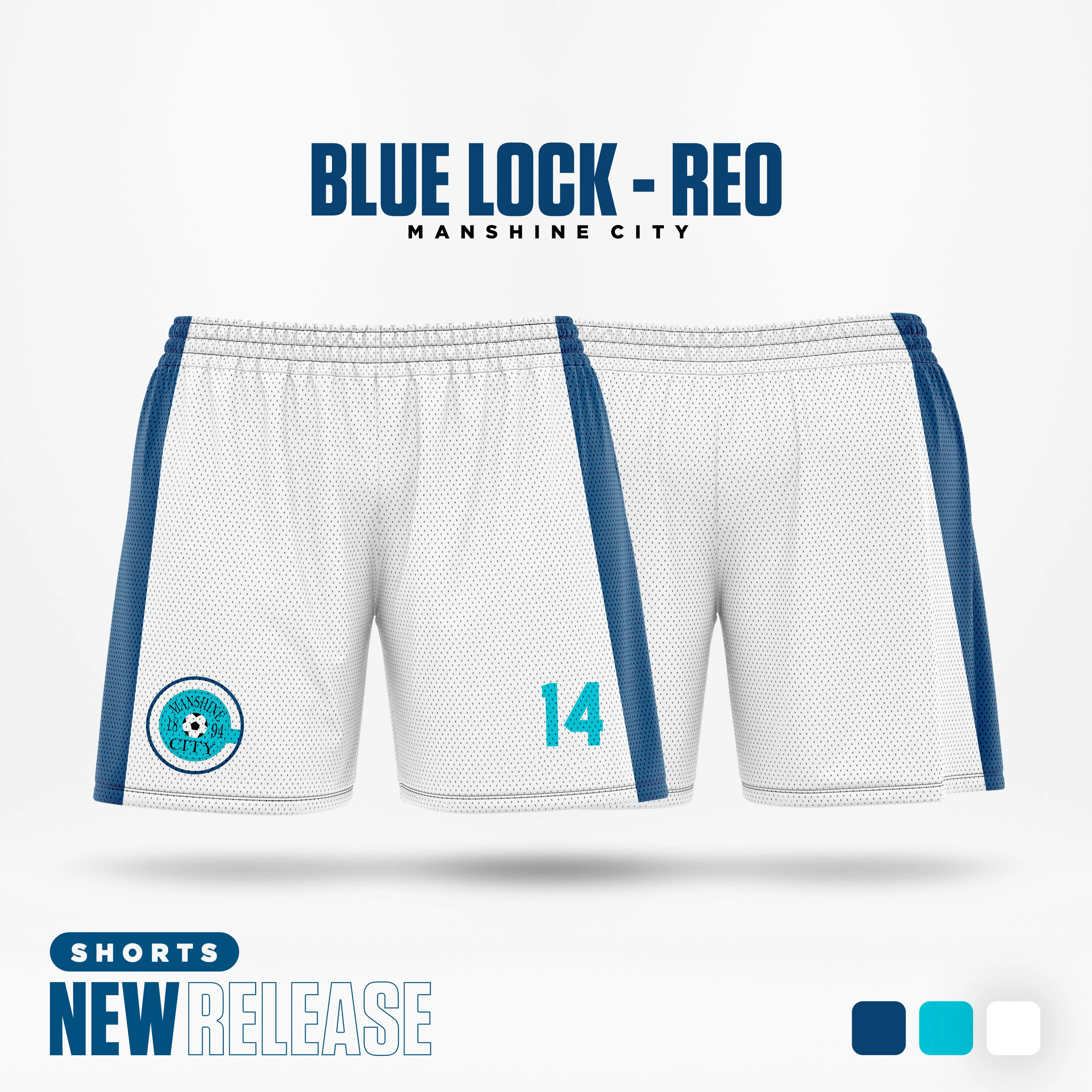 

Пользовательские 2025 Blue Lock Manshine City мультфильм аниме Джерси мужские шорты футбол Наги косплей короткие штаны спортивные детские плавки