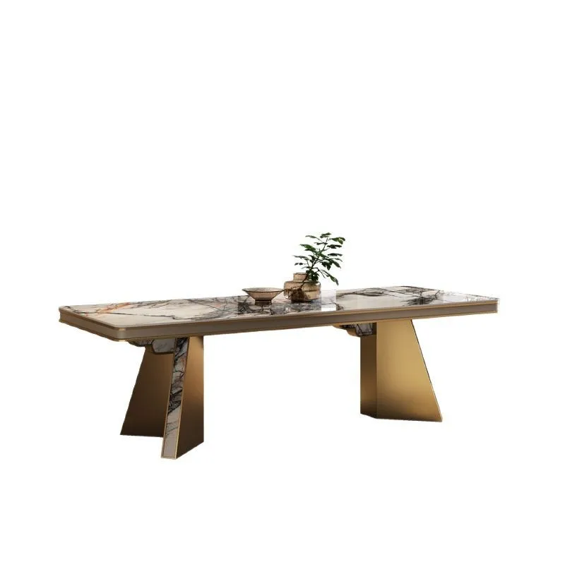 

#Light Luxury Metal Modern Dining Table Chair Set High-end Italian Minimalist Home Use Rectangular