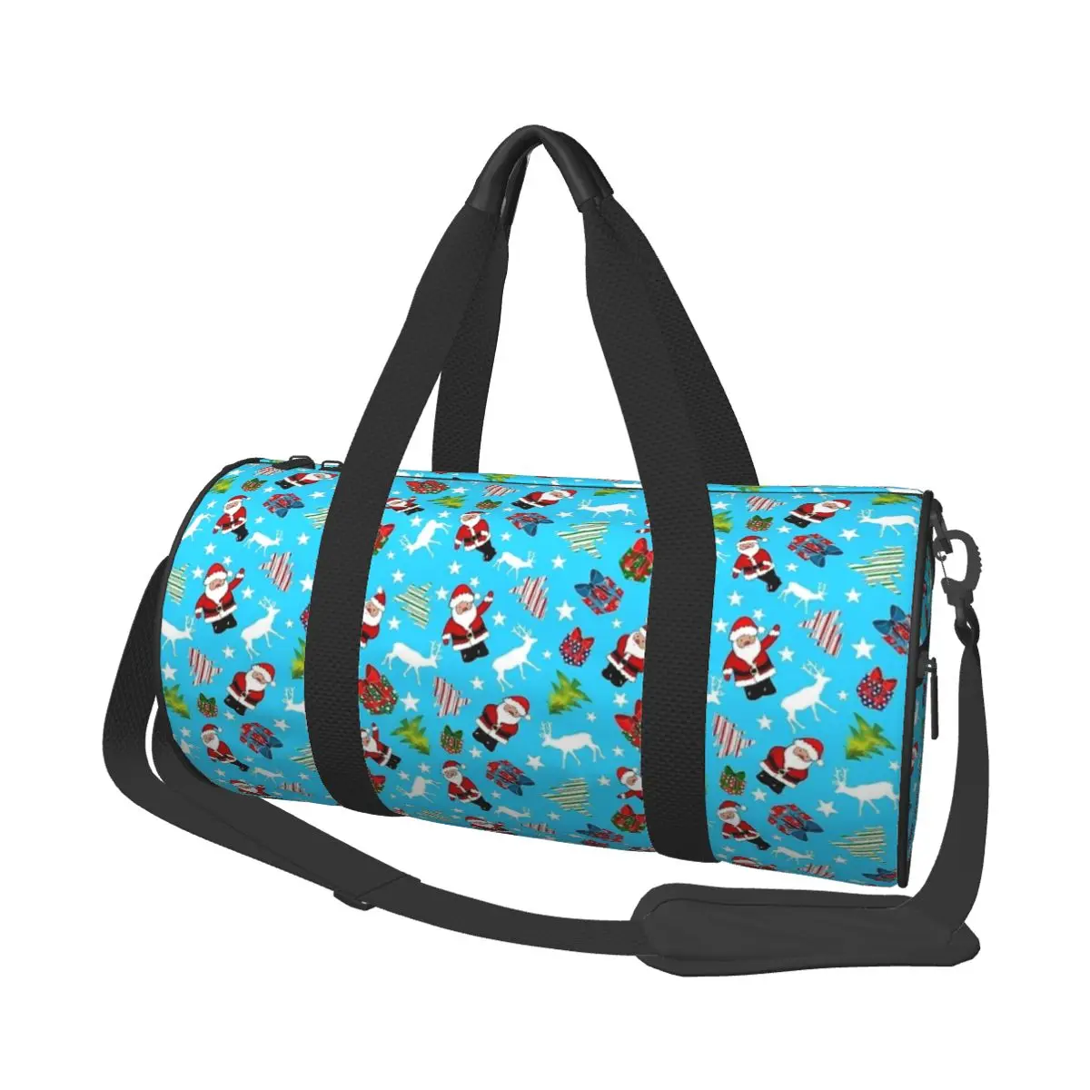 Gym Bag Christmas Santa Ice Blue Sports Bag Large Capacity Male Female Outdoor Pattern Handbag Retro Luggage Fitness Bag