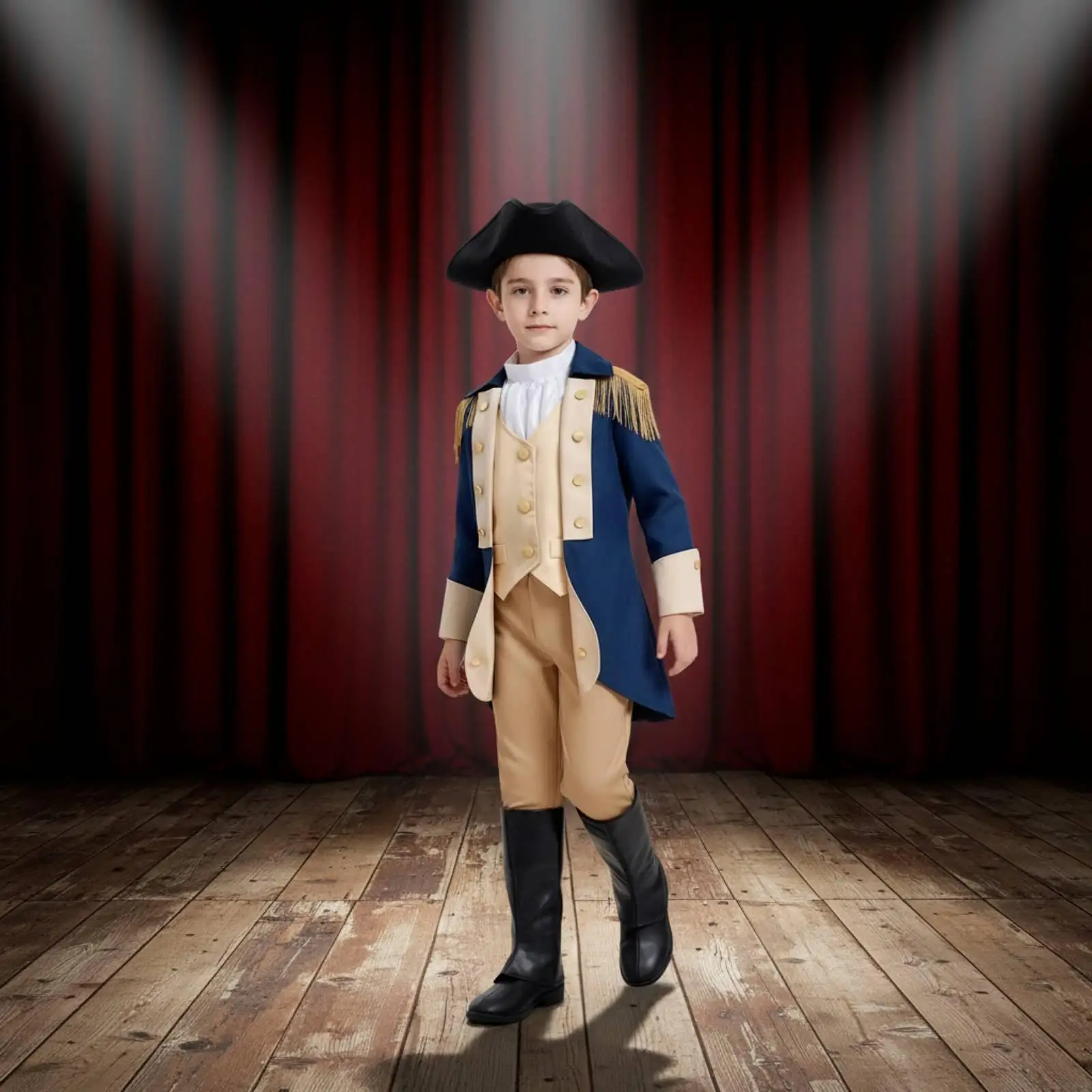 deluxe-boy-historical-outfit-polyester-long-coat-gold-epaulettes-for-theater-costume-party