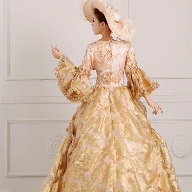 유럽 ​​트레일링 코트 스커트 복고풍 드레스 유럽 고전 중세 이브닝 드레스 유럽 학교 사진 사진 Catwalk Woman