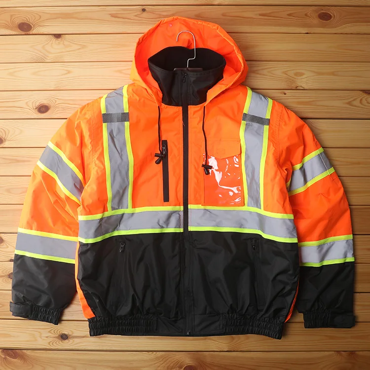 

Large Size Reflective Stripe Workwear Winter Warm Windproof Waterproof Cotton Jaet Men's Tactical Coat Durable Wear-resistant
