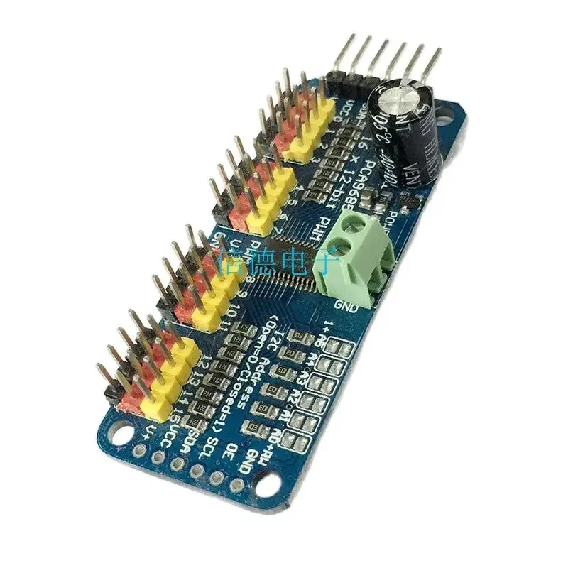 Placa de controlador de engranaje de dirección de Servo PWM de 16 canales, controlador de robot, módulo de controlador de interfaz IIC, PCA9685