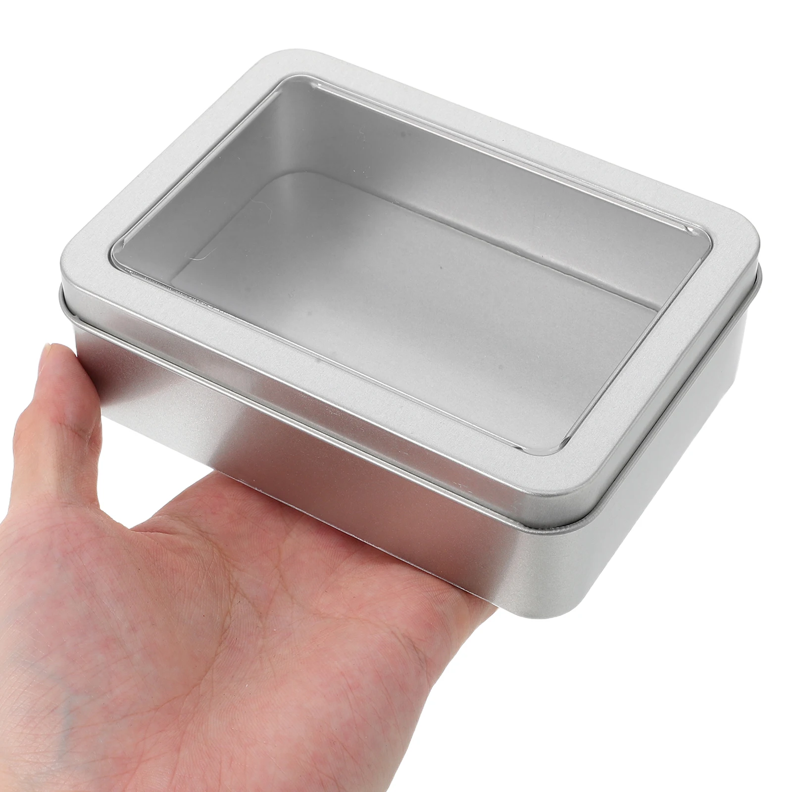 

4 Pcs Tinplate Box Cookie Tins with Lids Decorative Candy Storage Container Window Metal Empty Containers