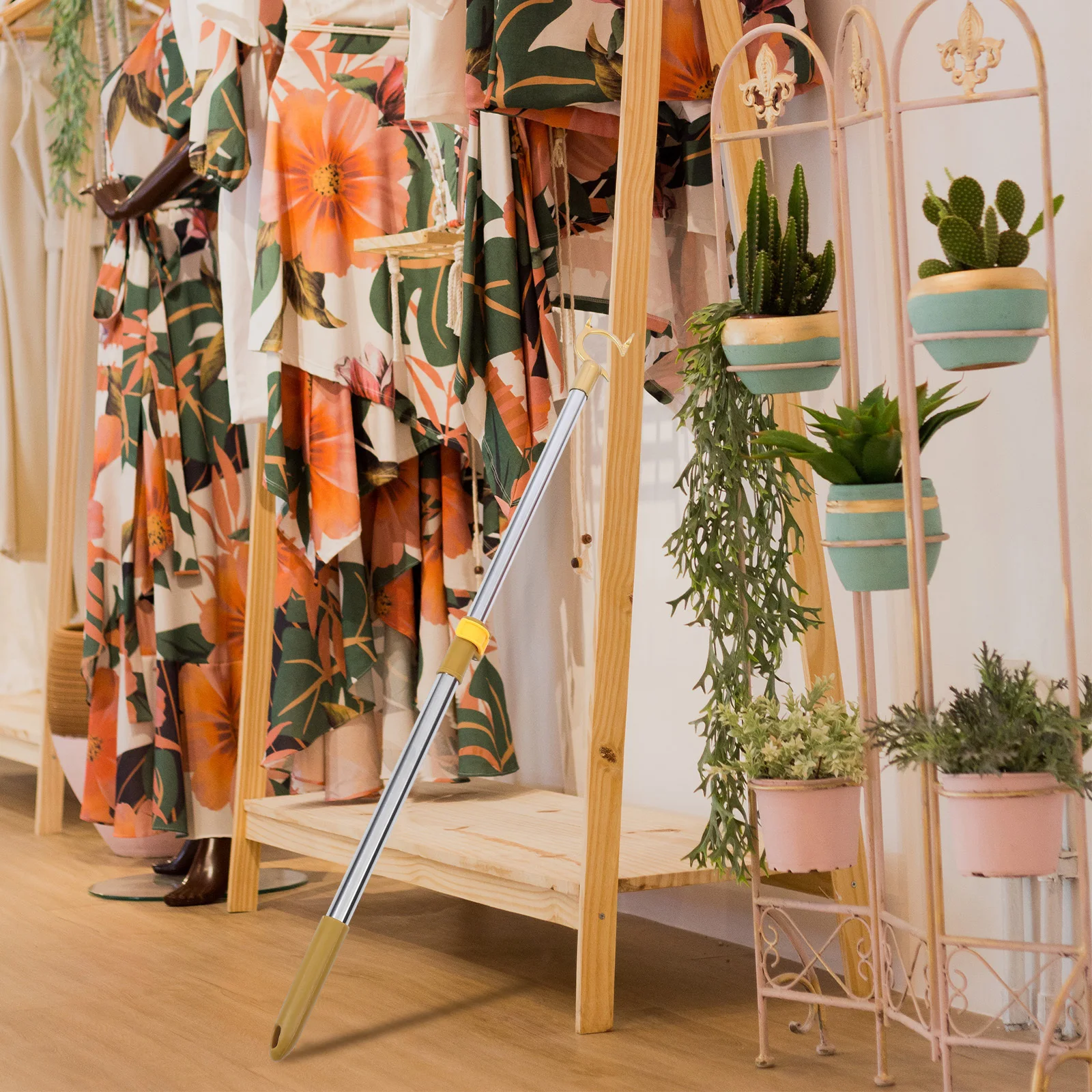 الفولاذ المقاوم للصدأ قابل للتعديل قابل للسحب خزانة الغسيل القطب قضيب قابل للتمديد لتجفيف المنزل أداة معلقة الملابس