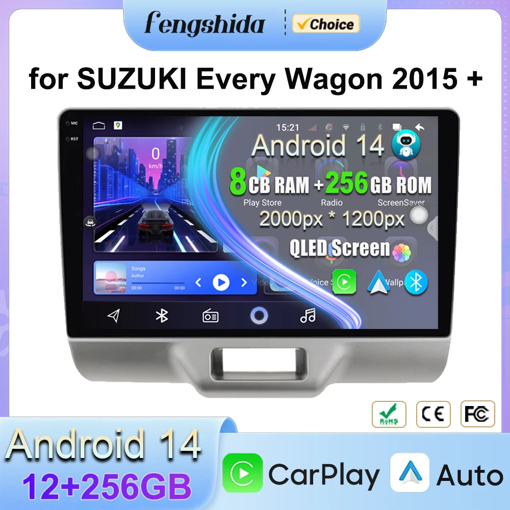 

Car For SUZUKI Every Wagon 2015 + Android 14 Radio Multimedia navigazione GPS Audio Stereo Carplay Auto DSP WIFI 360 fotocamera