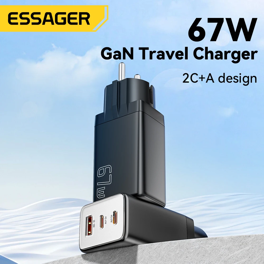 Essager GaN USB Type C Charger 67W 45W 33W KR EU Plug Fast Charging For Samsung iPhone 16 15 14 Pro Huawei Phone Laptop Chagers