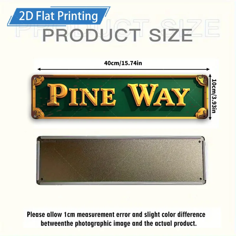 [2D FLAT] ป้ายโลหะ 1 ชิ้น ขนาด 4×16 นิ้ว ป้ายไม้สนวินเทจ สำหรับตกแต่งบ้าน