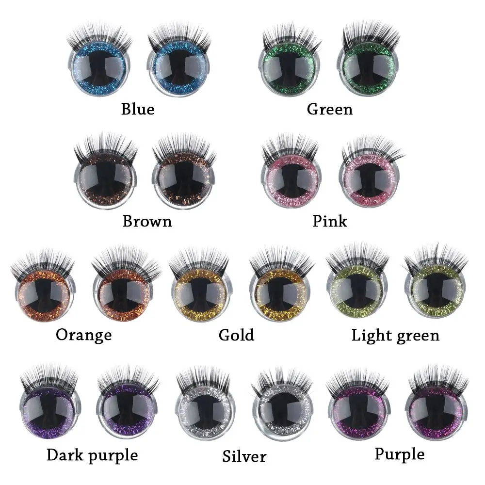 DIY Handmade 20mm 3D Eyes Safety Eyes with Eyelashes-Flashing Eyes For Amigurumi Crochet Stuffed Animal Doll Accessories