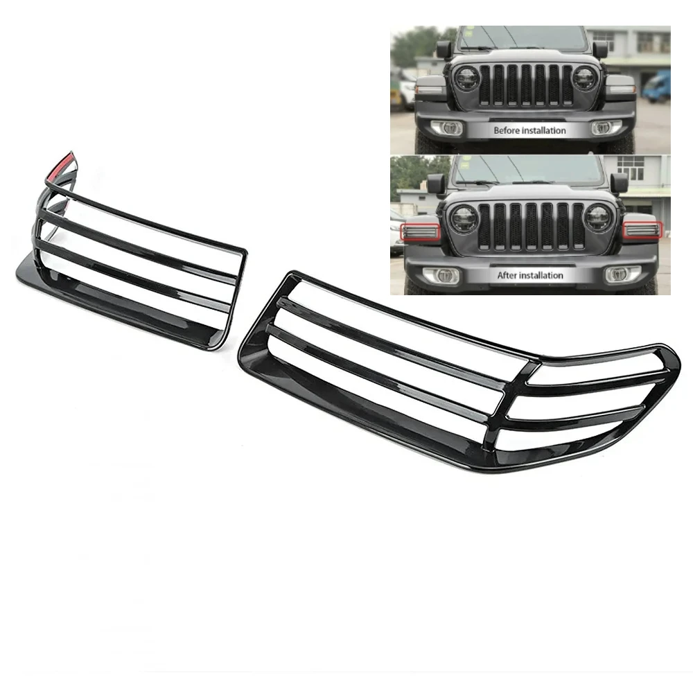 For Jeep Wrangler JT Gladiator JT 2018-2022 Wheel Eyebrow Light Lamp Cover Guard Protector Trim Car Exterior Accessories Black