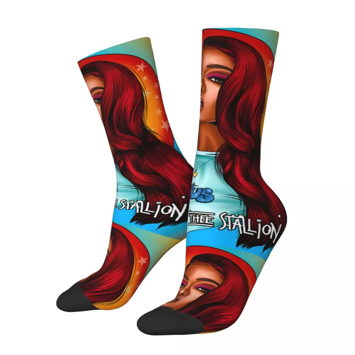 Delapan Megan Thee Tour 2019 Pullover Men's Socks Vintage Harajuku Megan Thee Stallion Street Style Novelty Casual Crew Sock