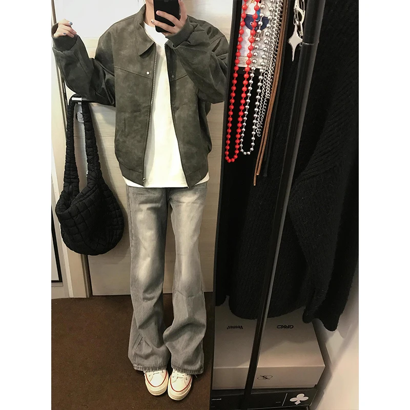 

Cleanfit ey e Straight Leg Men's Jeans Retro American Vibe Trendy Brand Cool Streetwear Flared Pants Youth Faion