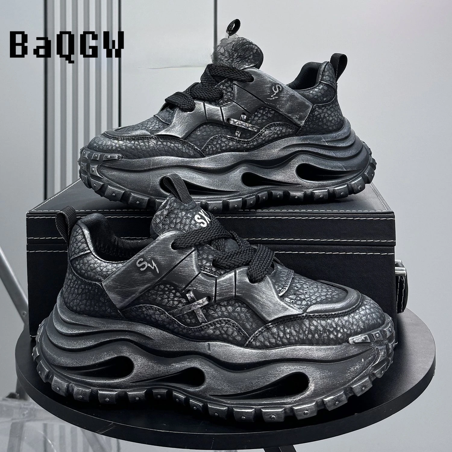 

Модные повседневные кроссовки унисекс на массивной платформе в стиле ретро с дышащим верхом на шнуровке, коллекция Весна 2026