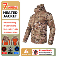Heated Jacket 3 Gears Temp Autumn Jacket Hooded Windbreaker Tactical Hunting Hiking Camping Winter Warm Fishing Skiing Clothing