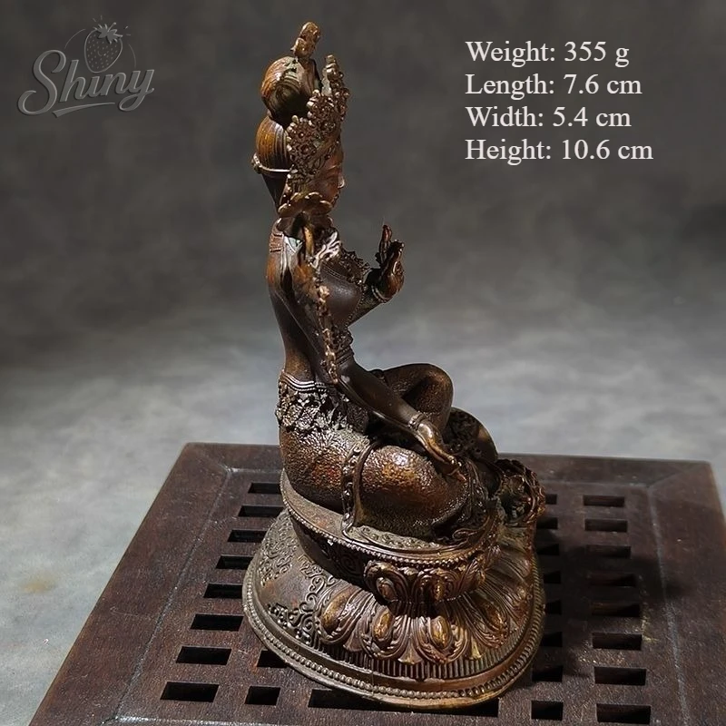 الرجعية الأخضر تارا بوذا سبيكة زخرفة سطح المكتب المنزل عرض بوديساتفا تمثال التانترا النيبالية البرونزية جمع #2