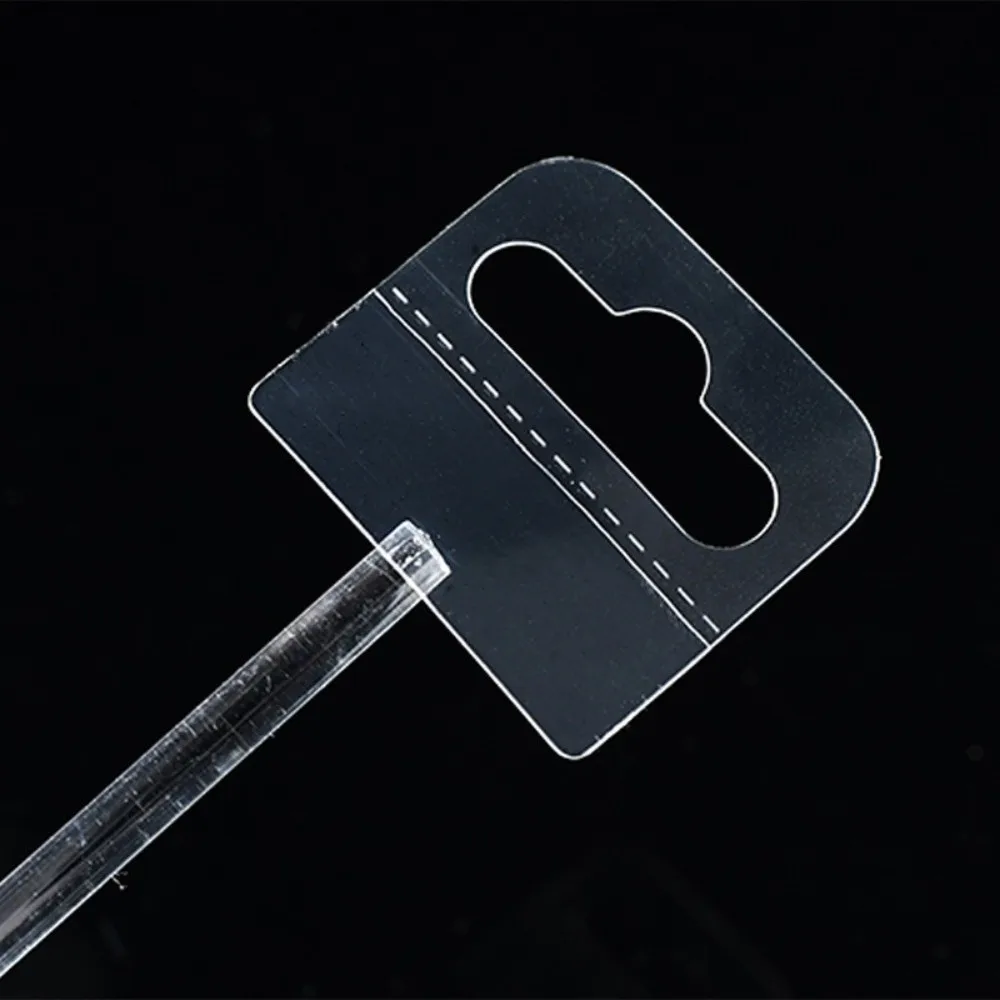 100PCS Transparent Adhesive Hang Tabs Self-Adhesive PET Plastic Plastic Hanging Tags with Slot Hole Heavy Duty